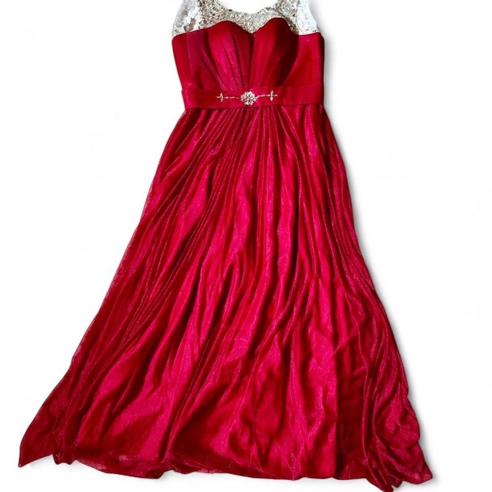 Red Stoned Whimsical Bold Corset Dress Womens 2 Hoco Formal Statement Royalty